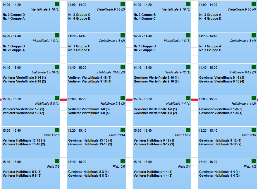 Turnierplan mit 8 Mannschaften