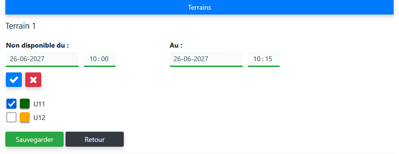 Définir les restrictions par terrain dans Mijntoernooi.info